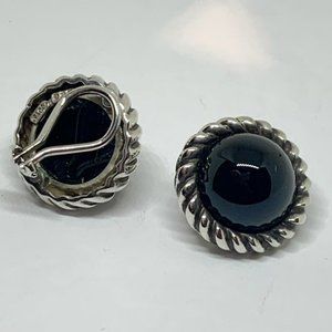 Vintage Tiffany and Co Onyx Large Stud Earrings, Clip on , Size 19 mm | Vintage